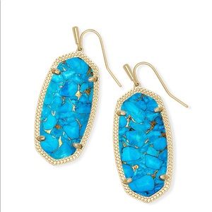 Kendra Scott Elle Gold Drop Earrings in Bronze Veined Turquoise
